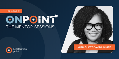 The OnPoint: The Mentor Sessions podcast cover featuring host Linda Traylor and guest Dr. Davida White, a Medical Affairs leader sharing career insights on field medical leadership, mindset shifts, and her 18-year journey in global Medical Affairs.